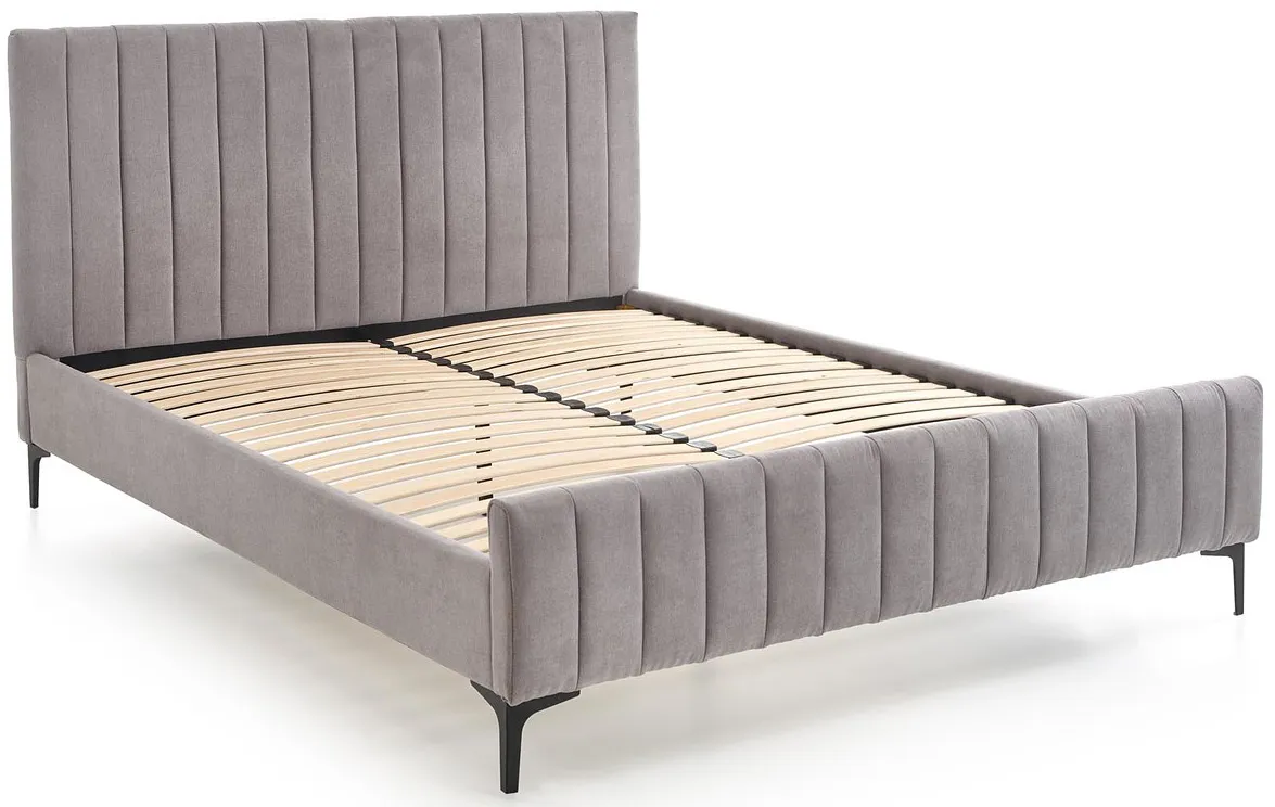 Szare nowoczesne tapicerowane łóżko - Onda
