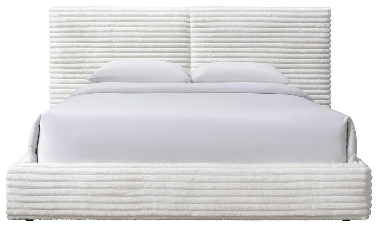 Kremowe nowoczesne tapicerowane łóżko - Doze