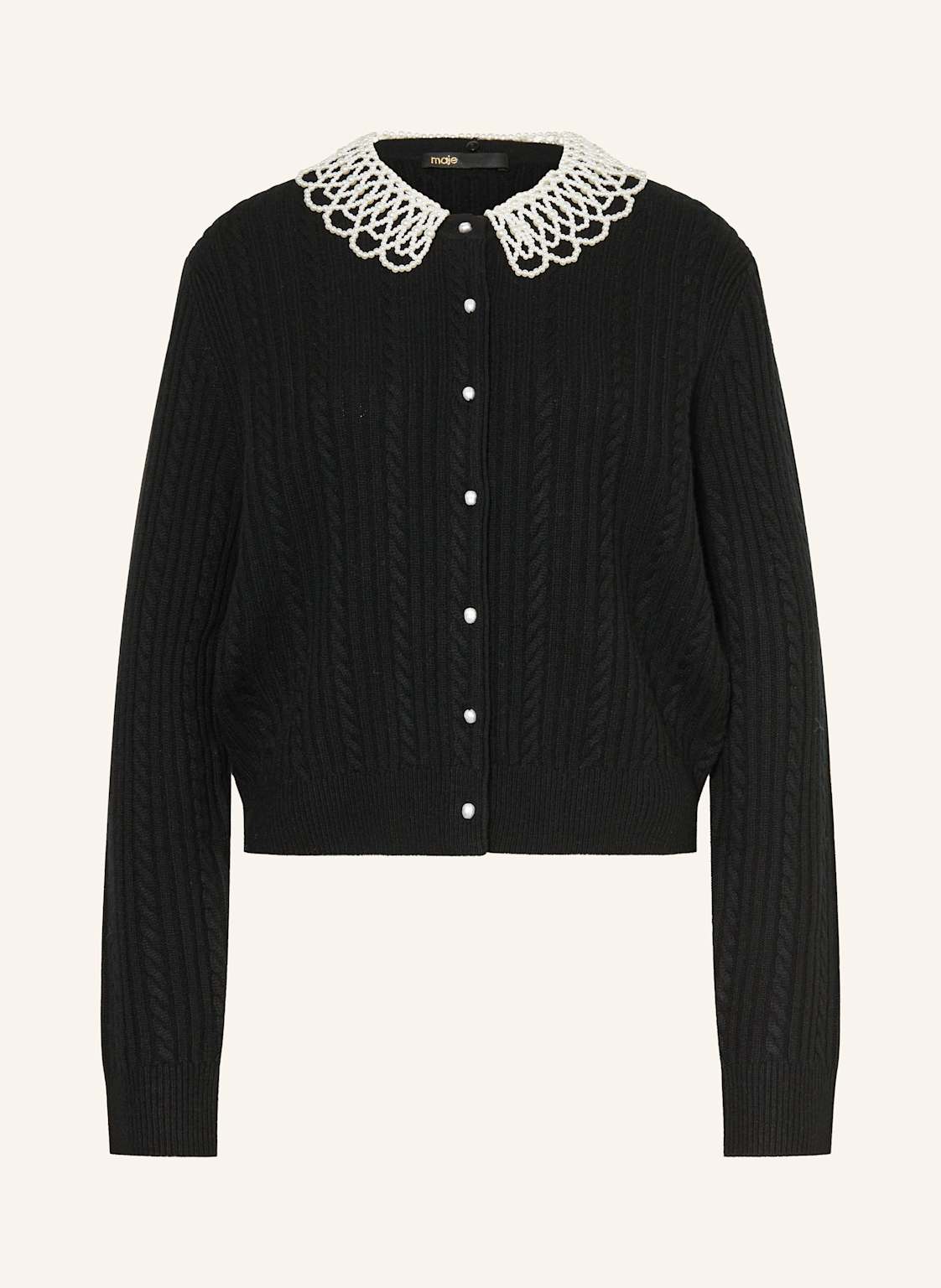 Maje Kardigan Z Ozdobnymi Perełkami schwarz
