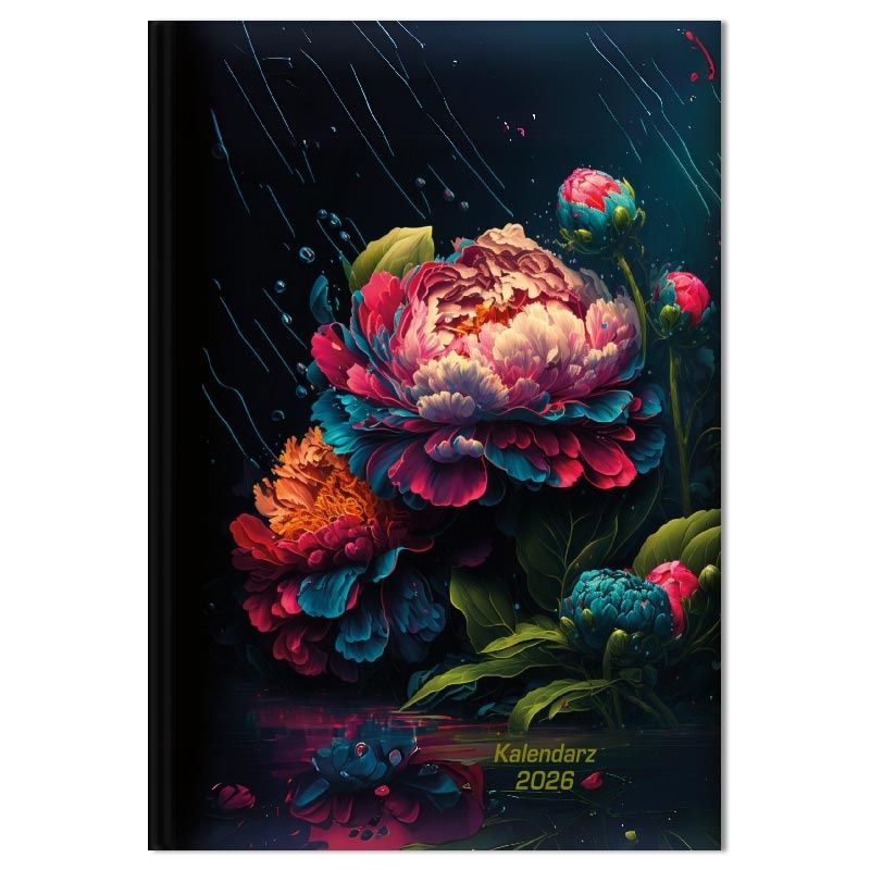 Kalendarz 2026 tygodniowy A5 Peonie neon Sk1 - kalendarz