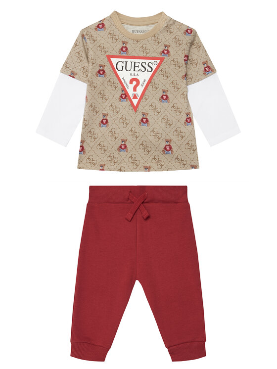 Guess Komplet bluzka i spodnie I5BG17 I3Z14 Czerwony Regular Fit