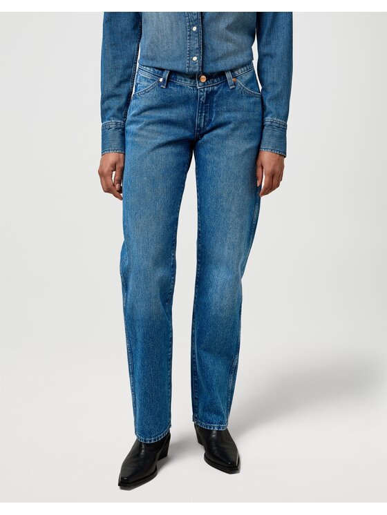 Wrangler Jeansy Low Rise Cowboy Niebieski Straight Leg