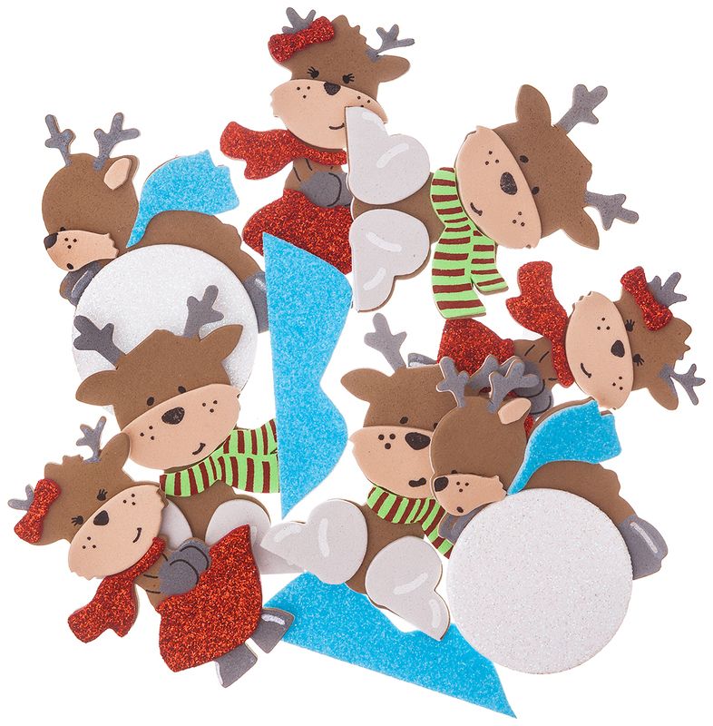 Naklejki 3d z piankami zabawne renifery 10szt