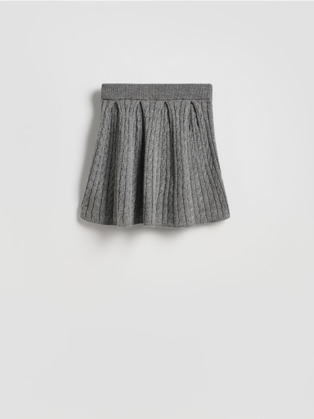 Reserved - Spódnica mini z domieszką wełny - ciemnoszary
