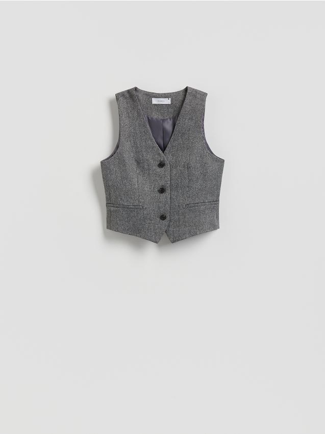 Reserved - Garniturowa kamizelka - ciemnoszary