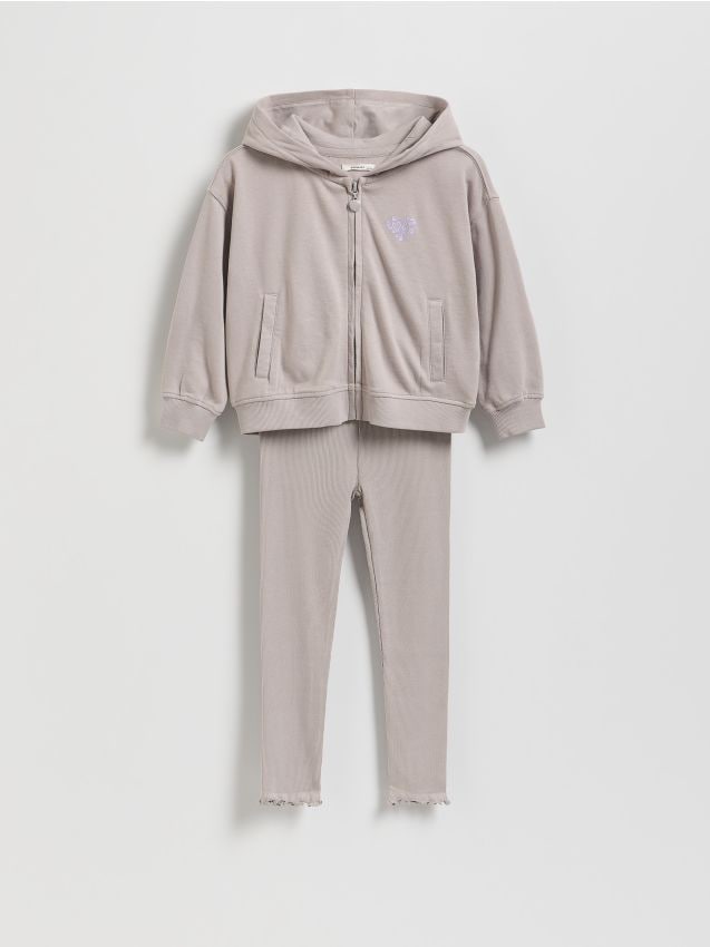 Reserved - Bawełniany komplet - jasnoszary