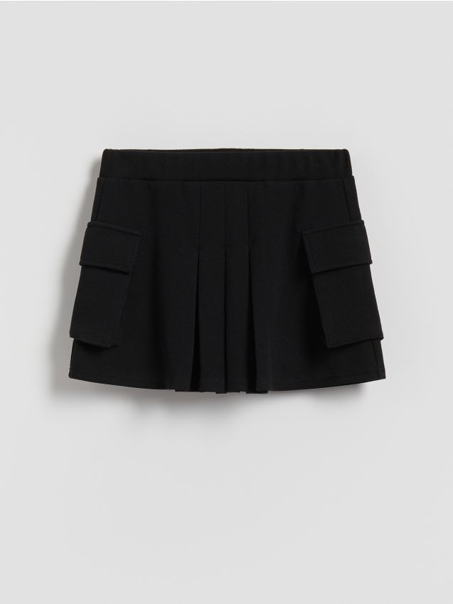 Reserved - Plisowane spódnico-szorty - czarny