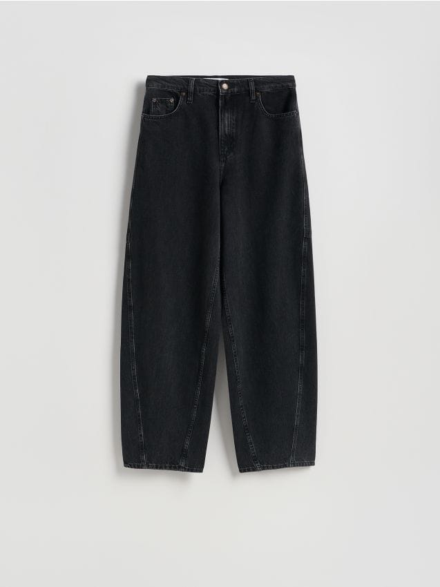 Reserved - Jeansy barrel leg - czarny
