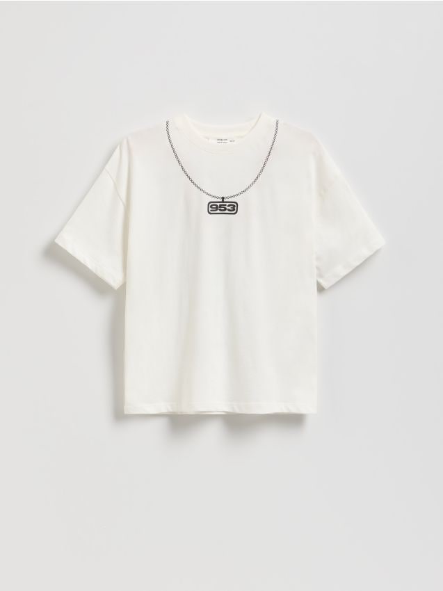 Reserved - T-shirt z nadrukiem - biały
