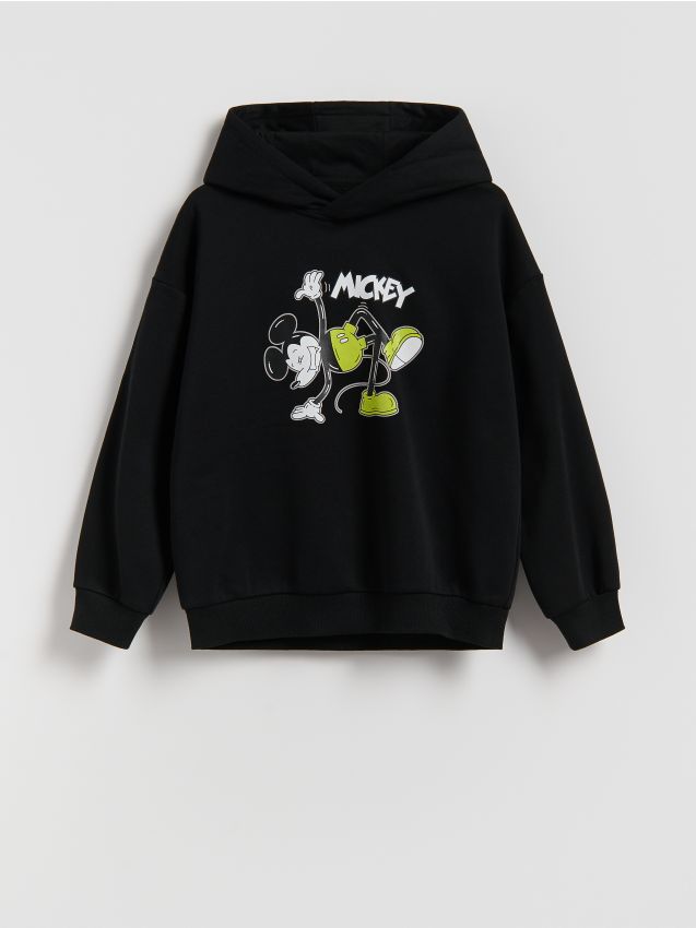 Reserved - Bluza Mickey Mouse z kapturem - czarny