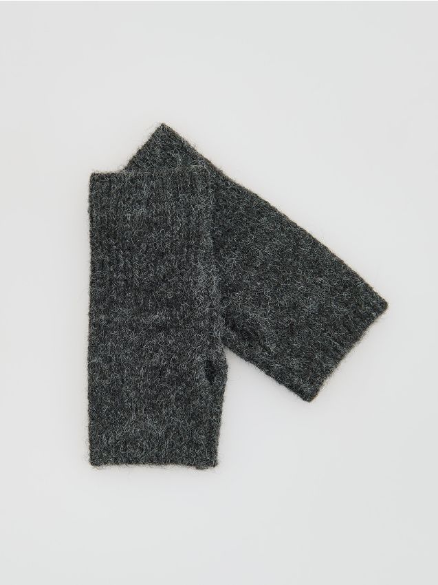 Reserved - Mitenki z domieszką wełny - ciemnoszary