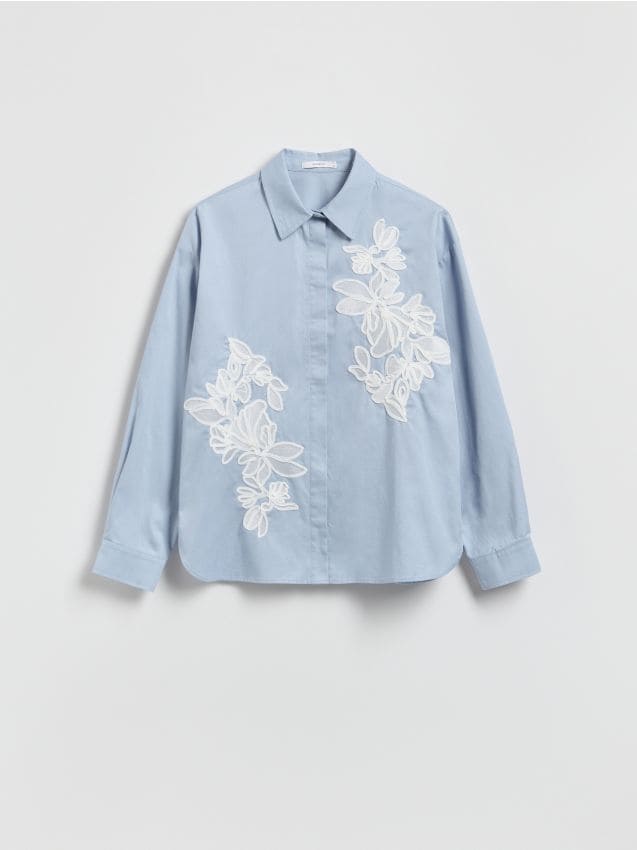 Reserved - Koszula z haftem - jasnoniebieski