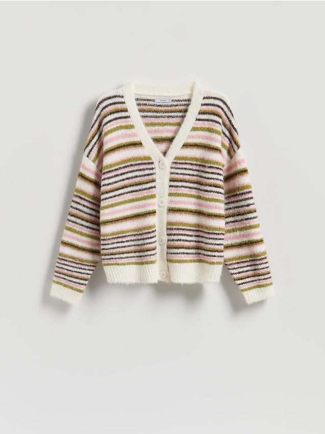 Reserved - Wzorzysty kardigan - wielobarwny