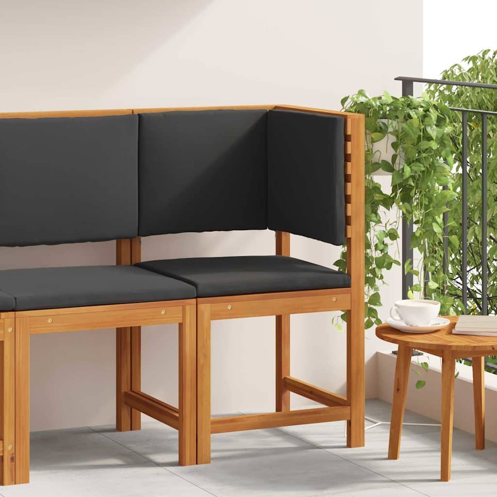 Narożne krzesło ogrodowe z poduszkami, zrobione z trwałego drewna akacjowego