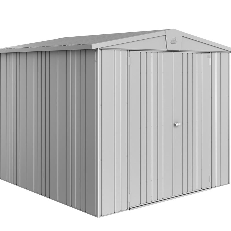 Domek narzędziowy metalowy Europa 4 podwójne drzwi 244x156x203 cm srebrny Biohort