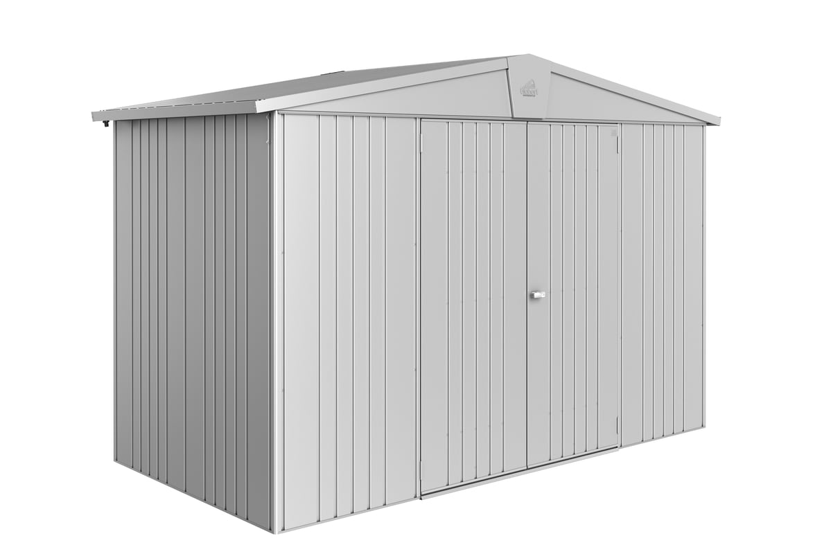 Domek narzędziowy metalowy Europa 4A podwójne drzwi 316x156x209 cm srebrny Biohort