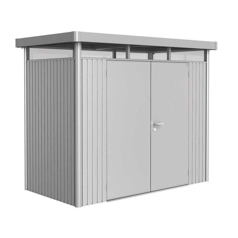 Domek narzędziowy metalowy Highline H1 podwójne drzwi 275x155x222 cm srebrny Biohort