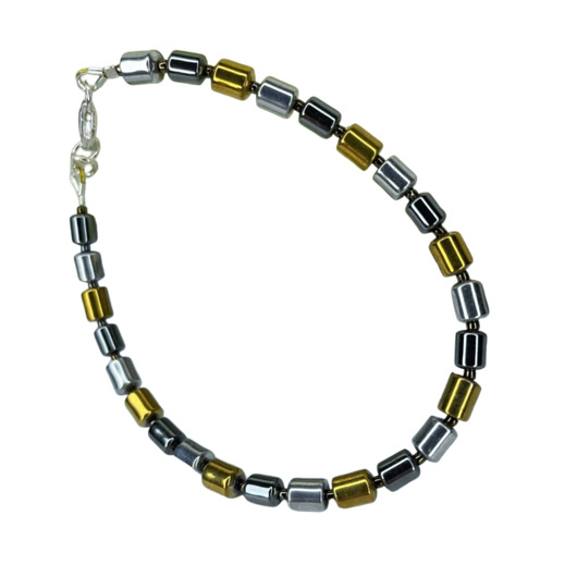 Hematytowa bransoletka ze srebrnym wykończeniem