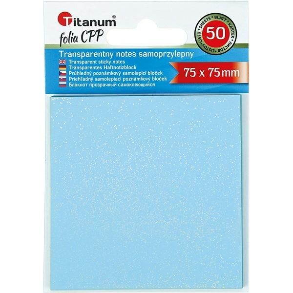 Titanum Notes samoprzylepny transparentny 75x75mm 50k - artykuł papierniczy