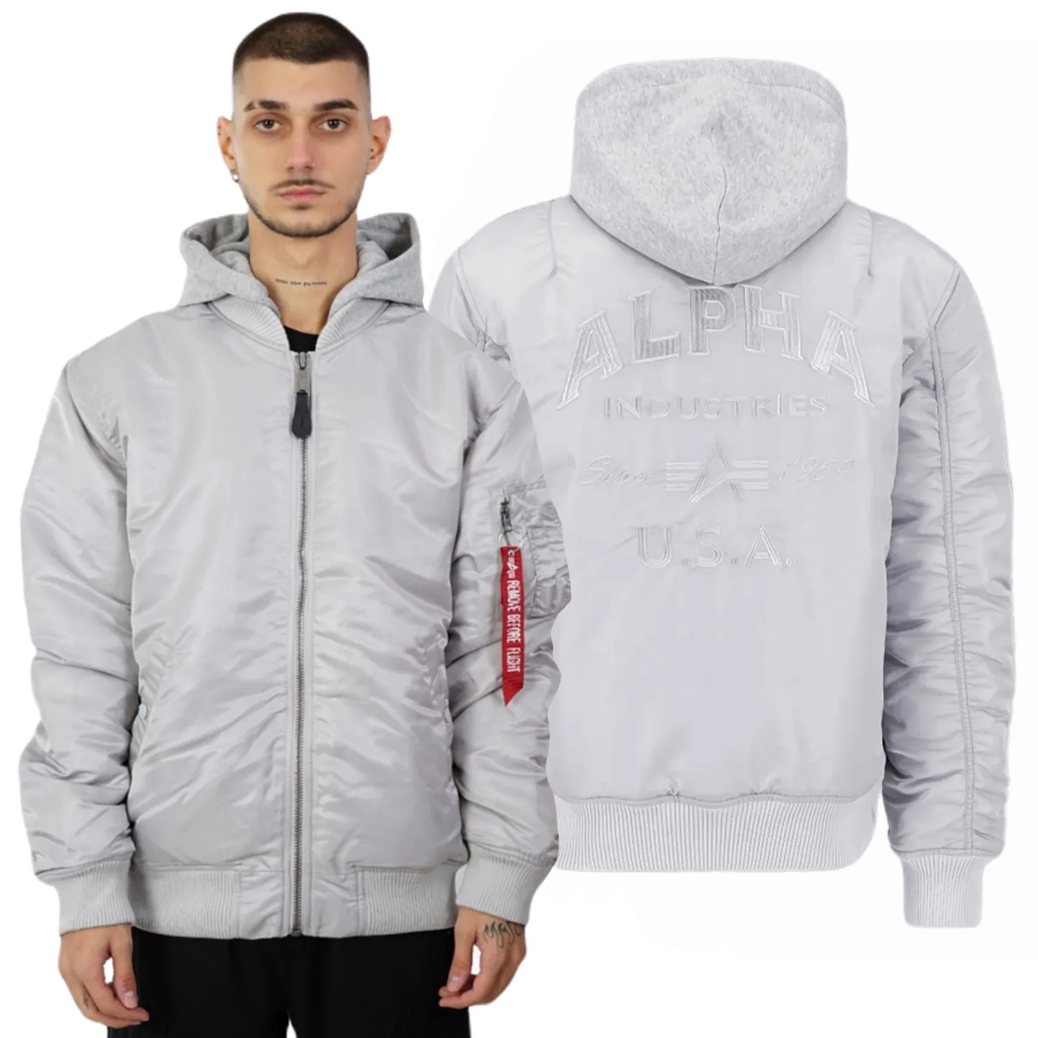 Alpha Industries Kurtka MA-1 ZH Back EMB 138105 666 - Szara