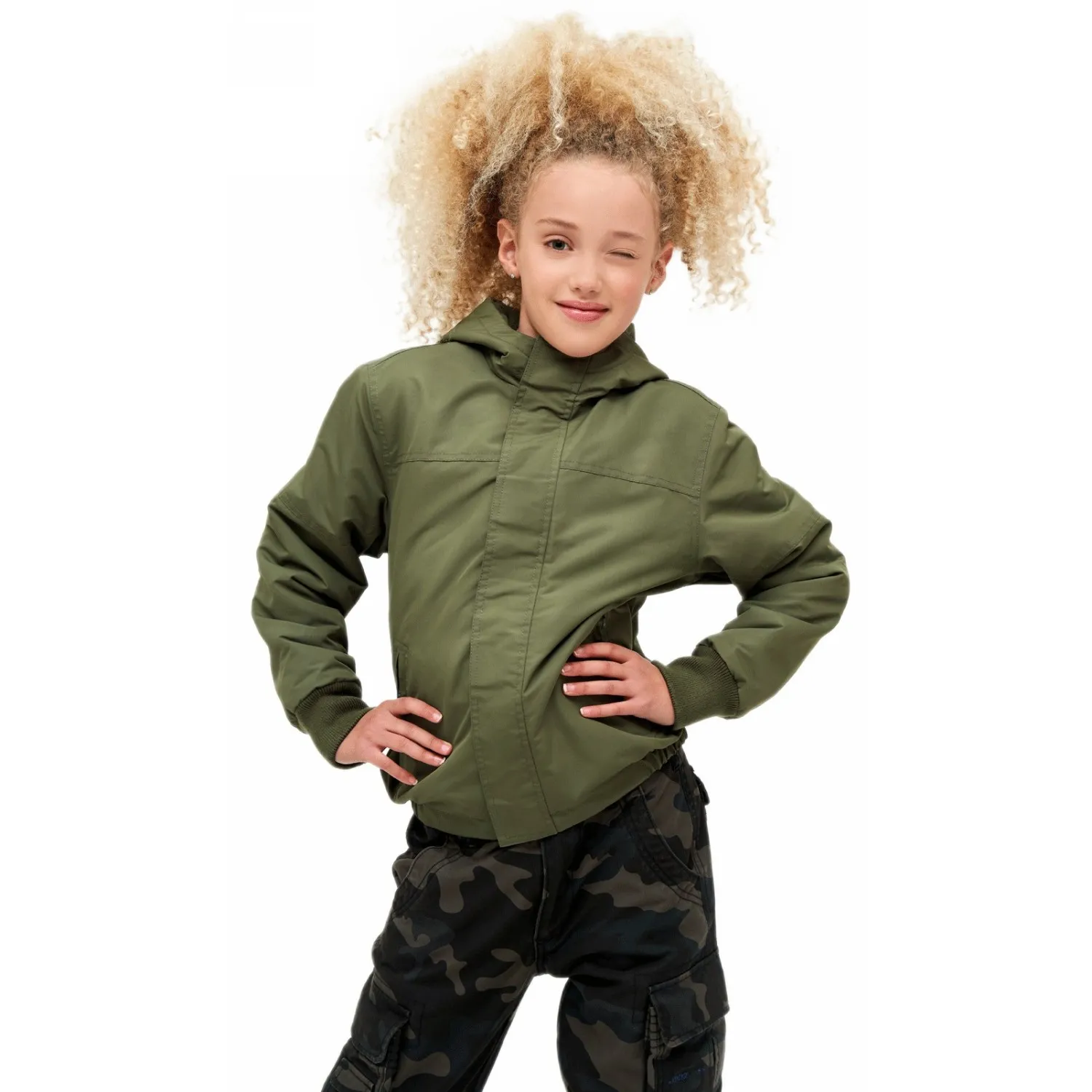 Kurtka dziecięca BRANDIT Windbreaker Frontzip - Oliwkowa