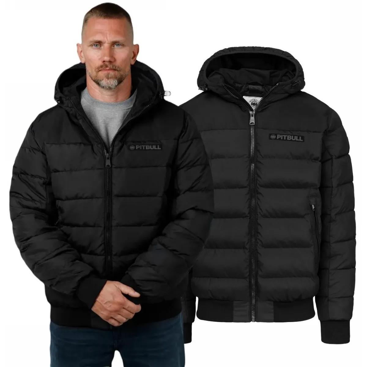 PITBULL kurtka zimowa z kapturem Dillon '24 - Czarna