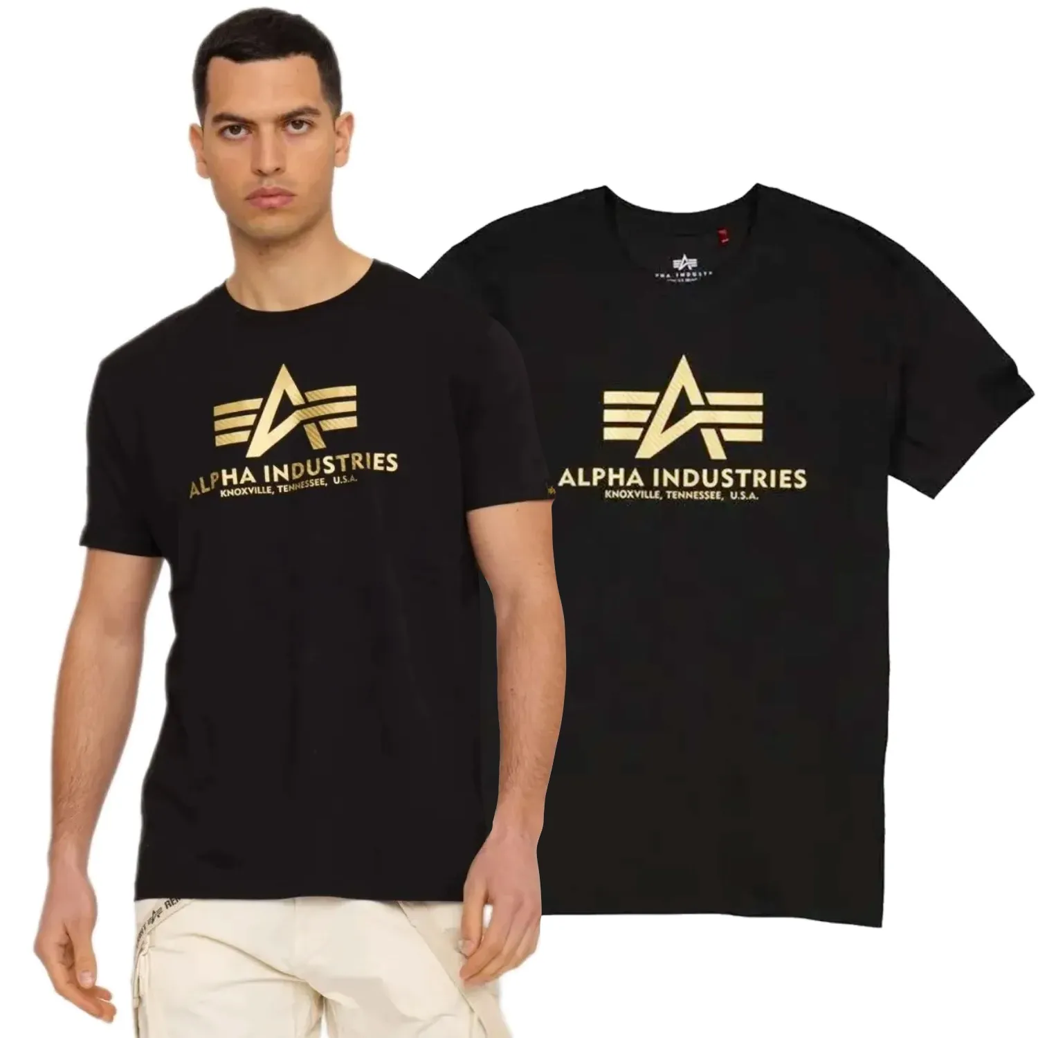 Alpha Industries Koszulka Basic T Carbon 100501CB 365 - Czarna/Złota