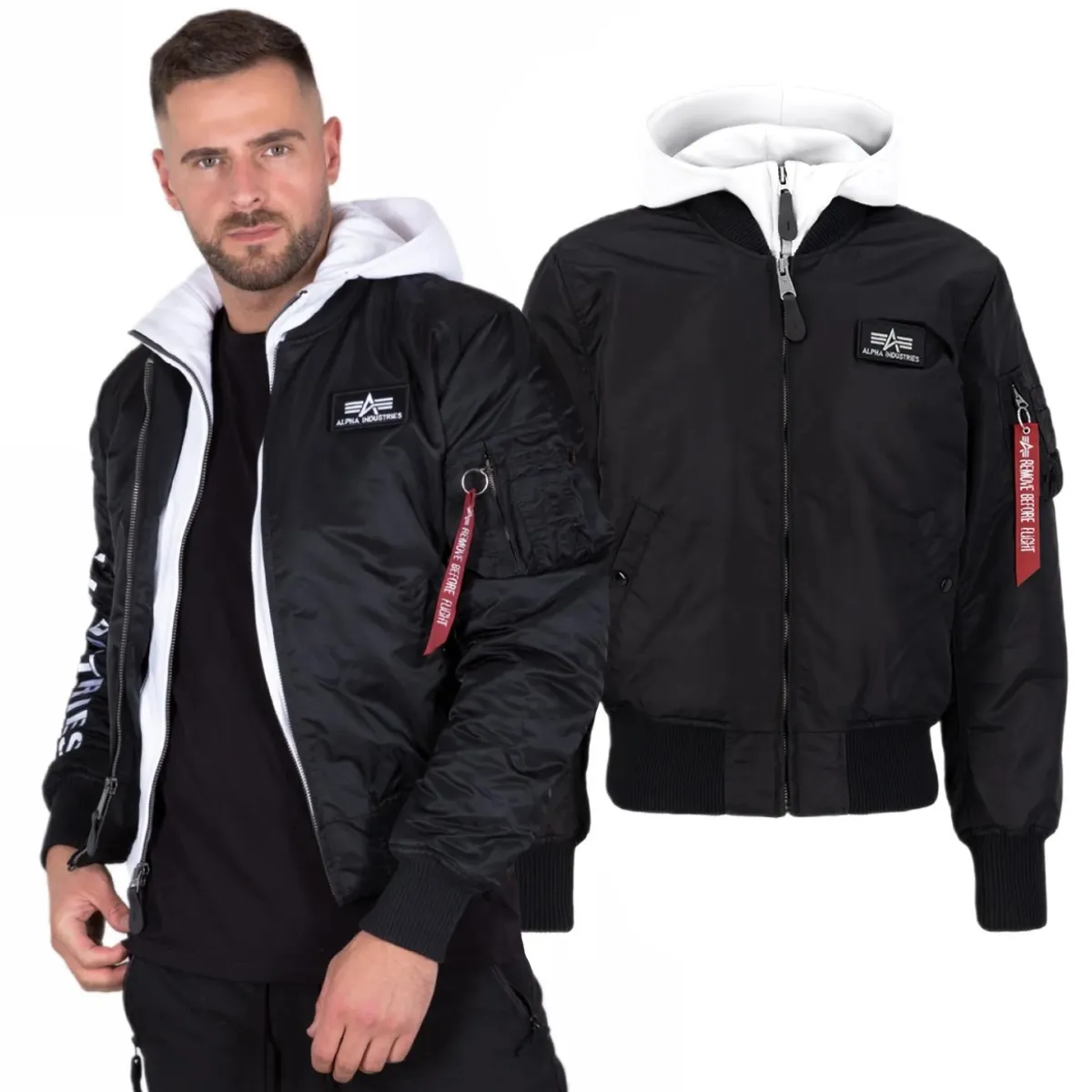 Alpha Industries Kurtka MA-1 D-Tec SE 133104 95 - Czarna/Biała