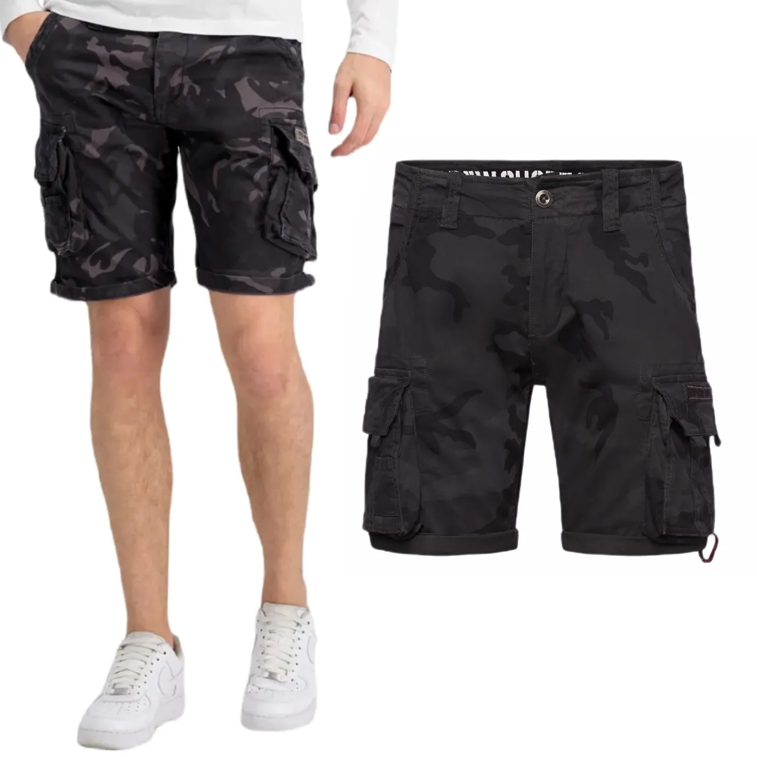 Alpha Industries Spodenki Crew Short Camo 196201 125 - Black Camo