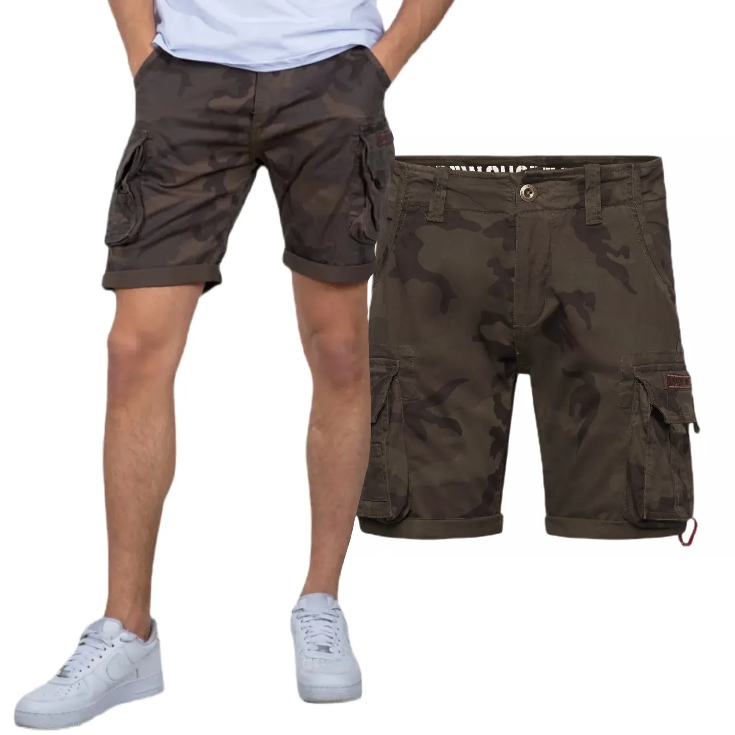 Alpha Industries Spodenki Crew Short Camo 196201 415 - Dark Olive Camo