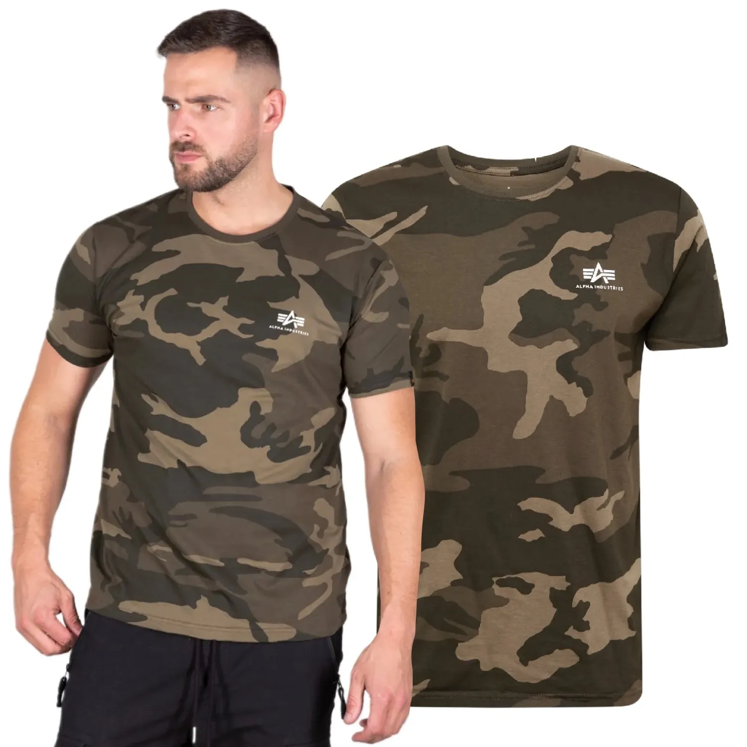 Alpha Industries Koszulka Small Logo Camo Basic 188505C 239 - Olive Camo