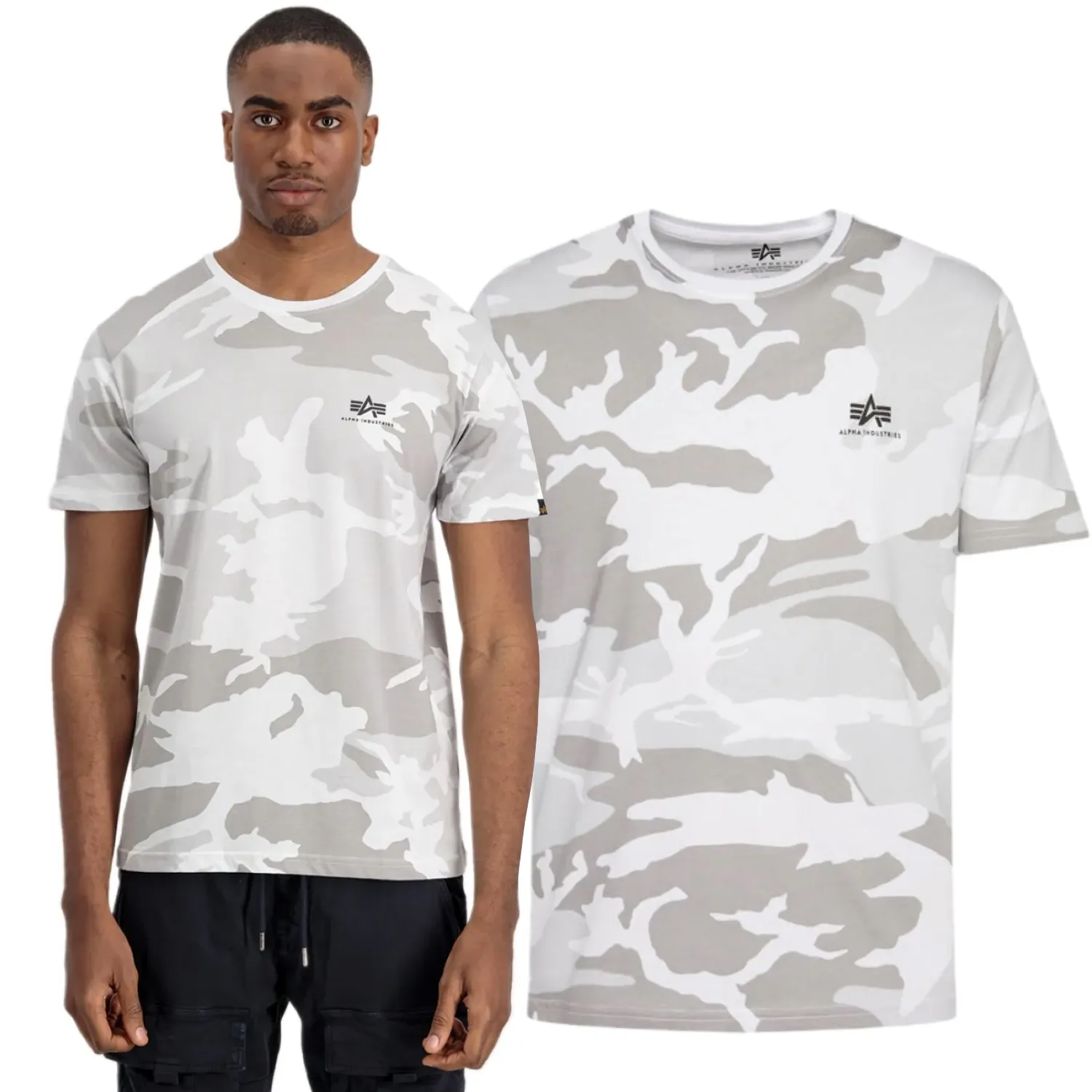 Alpha Industries Koszulka Small Logo Camo Basic 188505C 385 - White Camo