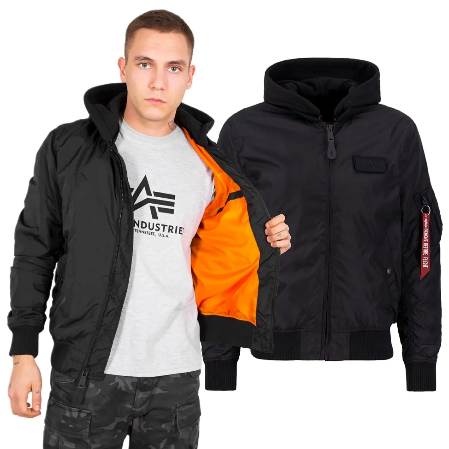 Alpha Industries Kurtka MA-1 TT Hood 196108 515 - Czarna