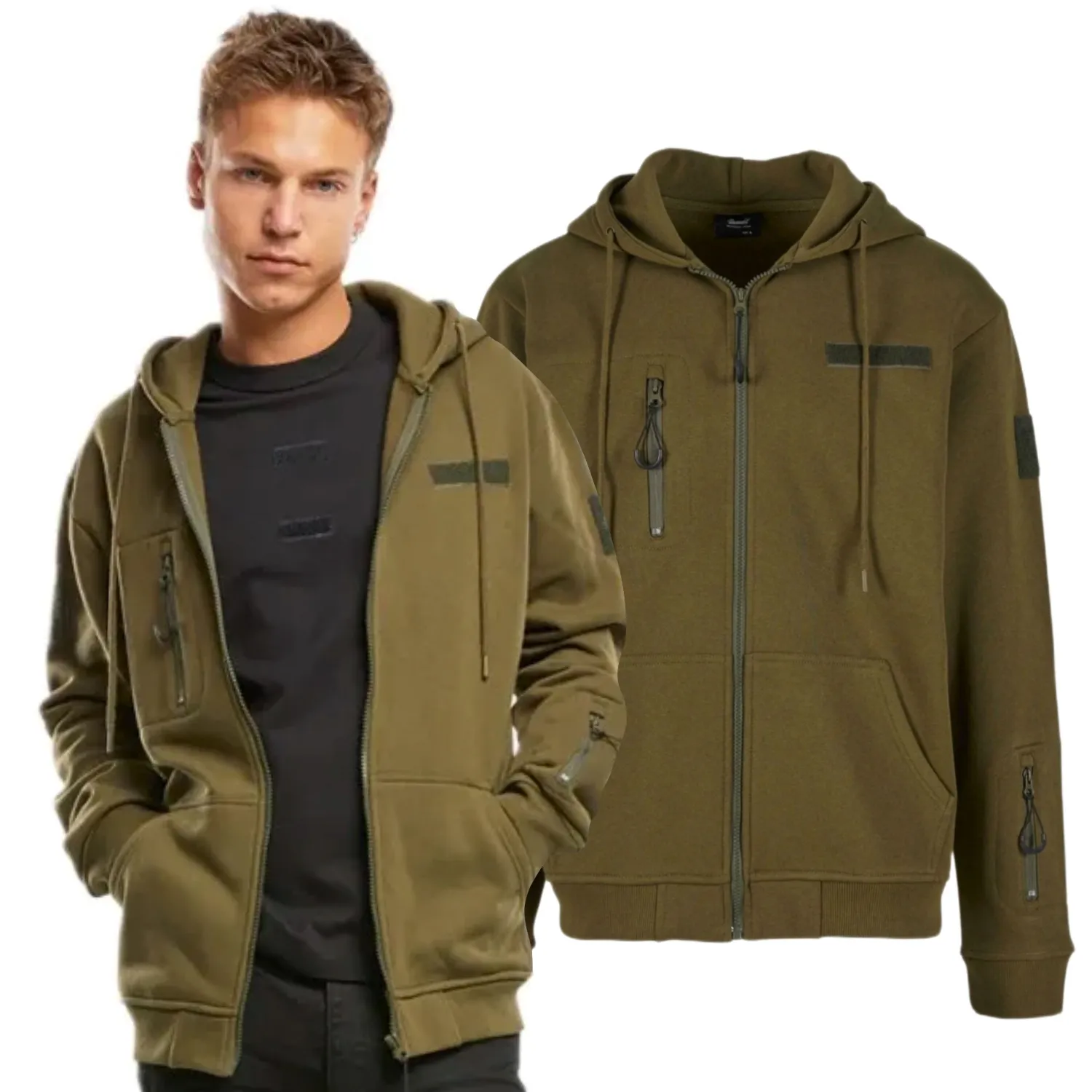 Bluza rozpinana z kapturem Brandit Tactical Sweat Jacket - Oliwkowa