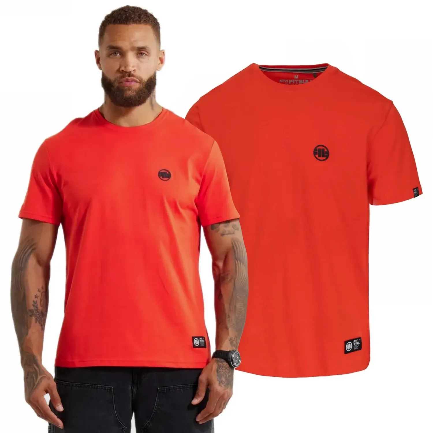 PITBULL Koszulka Middle Weight 170 Basic Small Logo '25 - Flame Red
