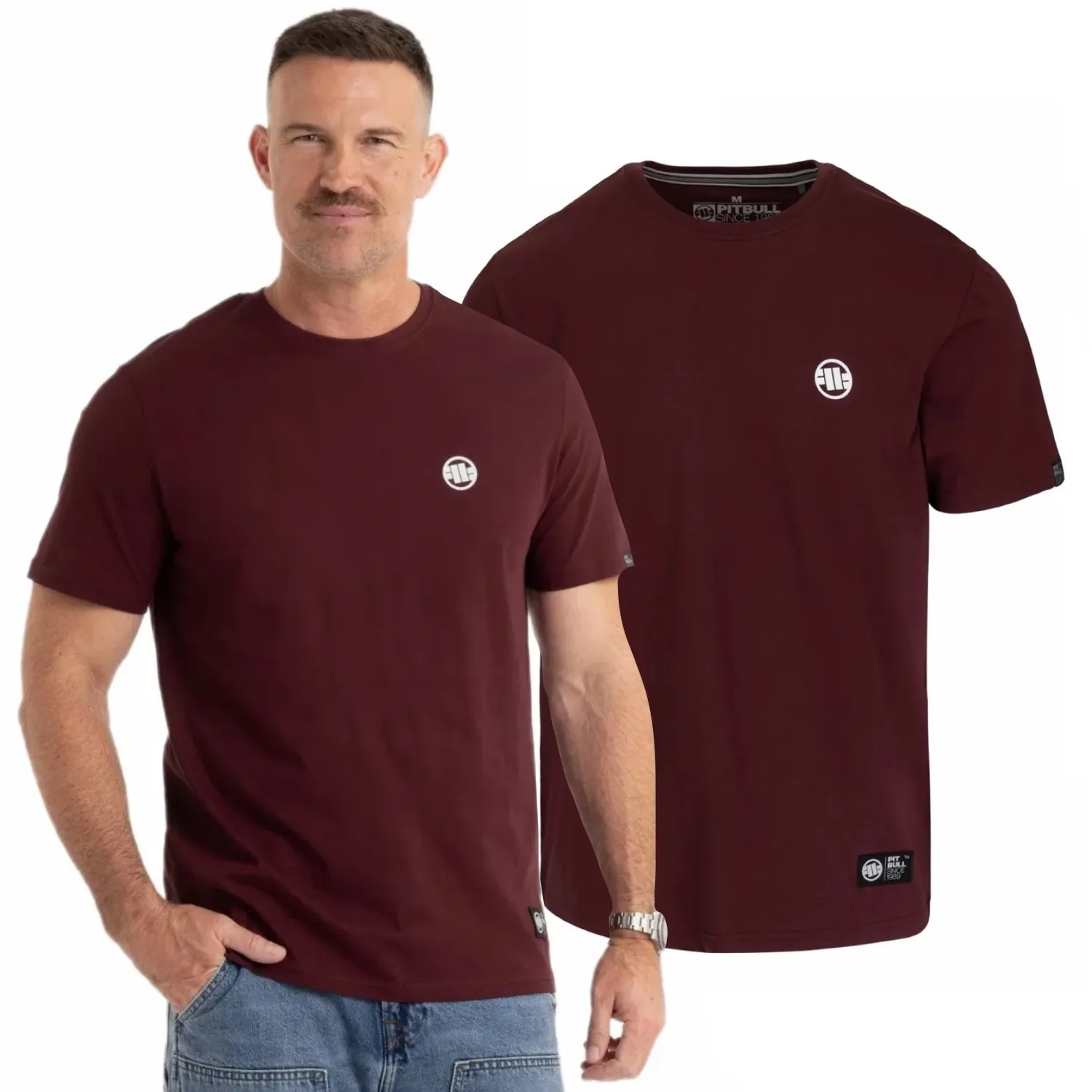 PITBULL Koszulka Middle Weight 170 Basic Small Logo '25 - Ciemnobordowa