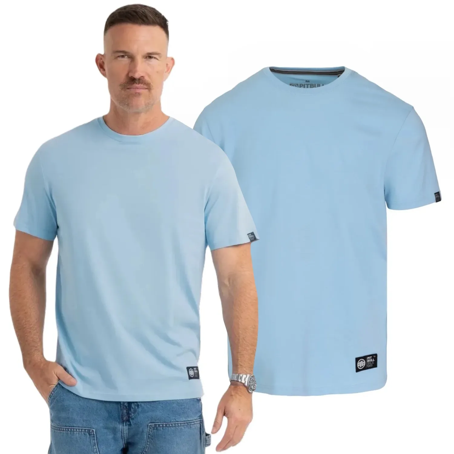 PITBULL Koszulka Middle Weight 170 Basic No Logo '25 - Błękitna