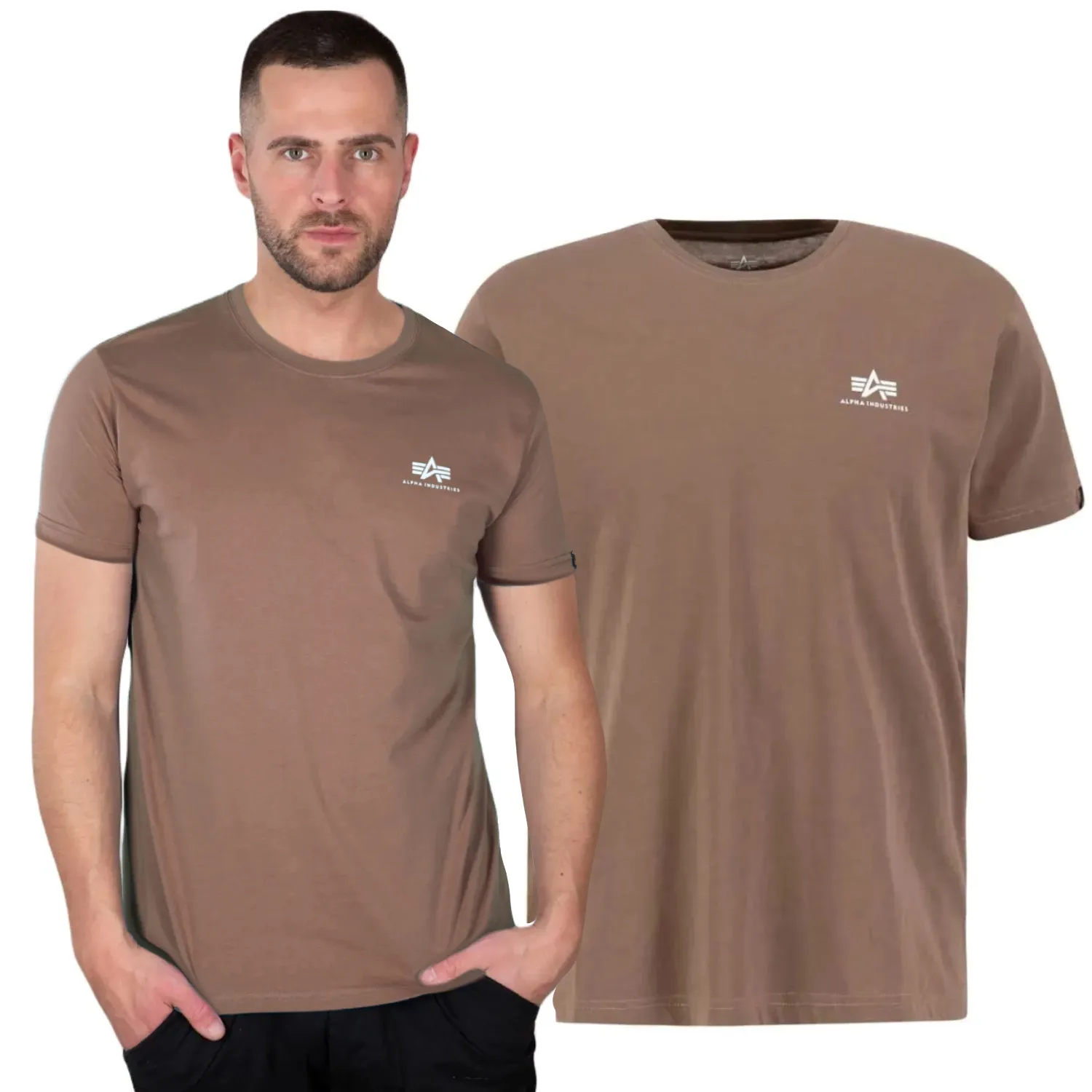 Alpha Industries Koszulka Small Logo Basic 188505 183 - Taupe