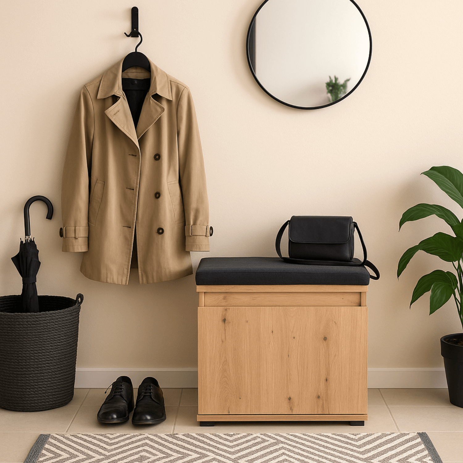 Szafka na Buty z Siedziskiem MODENA 60 cm do Przedpokoju Dąb Artisan/Grafit Loft