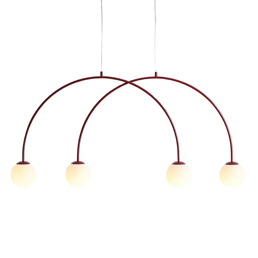 Skandynawska lampa wisząca UNA 1116L15_S kulista szklana czerwona