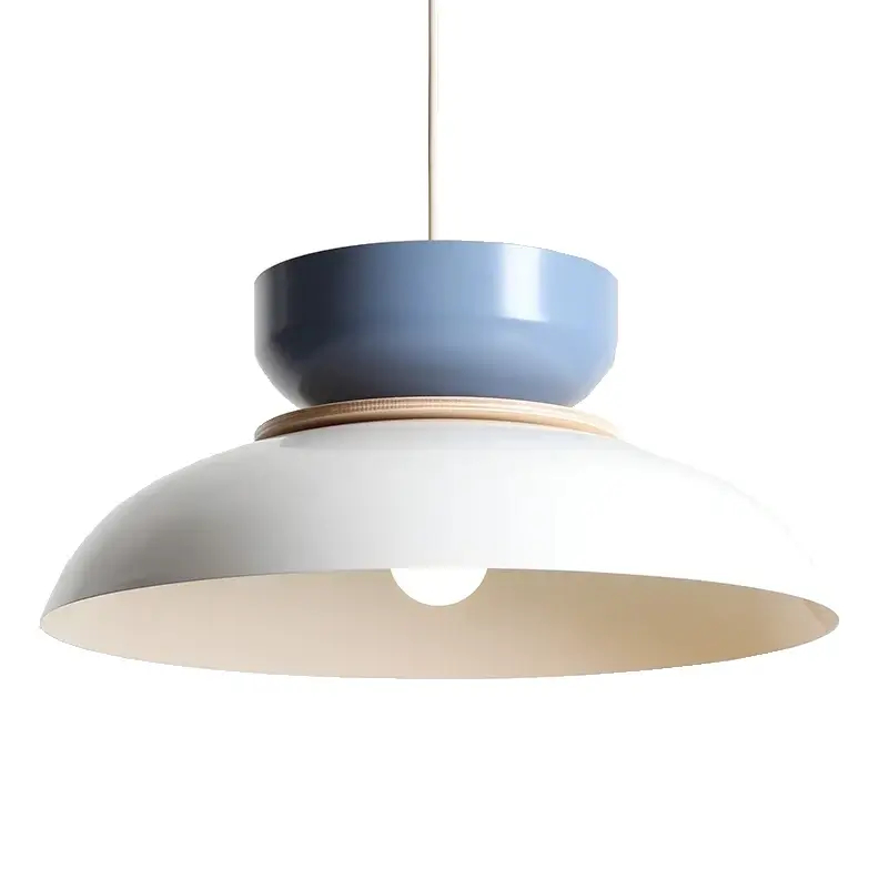 Metalowa lampa wisząca ALDO 1152G2_16_J nad stół biała niebieska