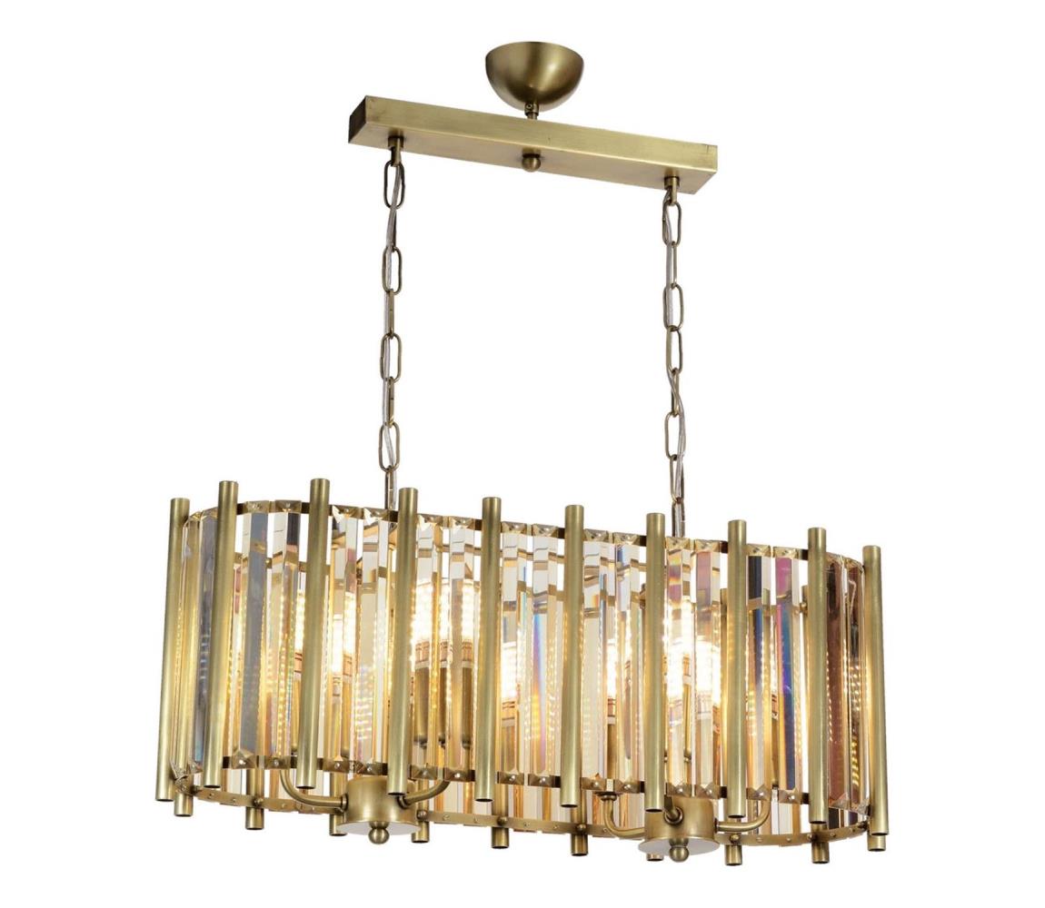 Žyrandol na łańcuchu CRYSTALLINE 6xE14/40W/230V mosiądz