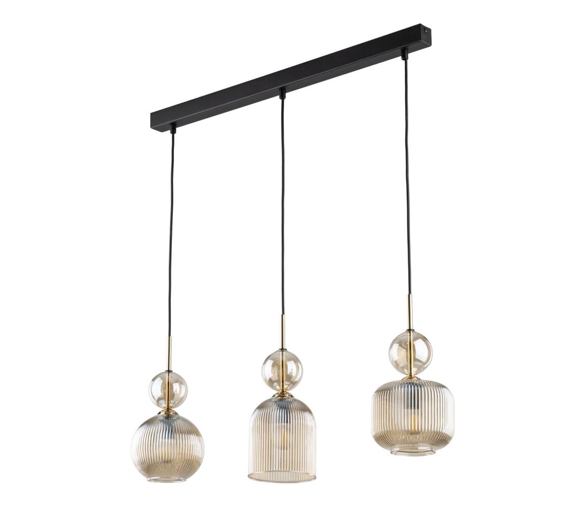 Lampa wisząca na lince SOPHIA 3xE14/10W/230V czarny/dymny beżowy