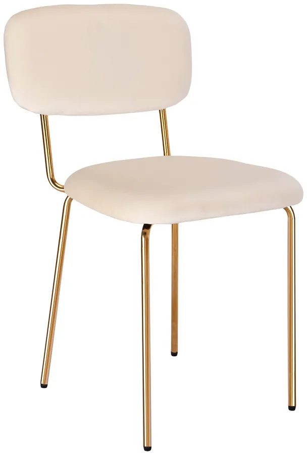 Beżowe krzesło tapicerowane na złotych nogach - Moko
