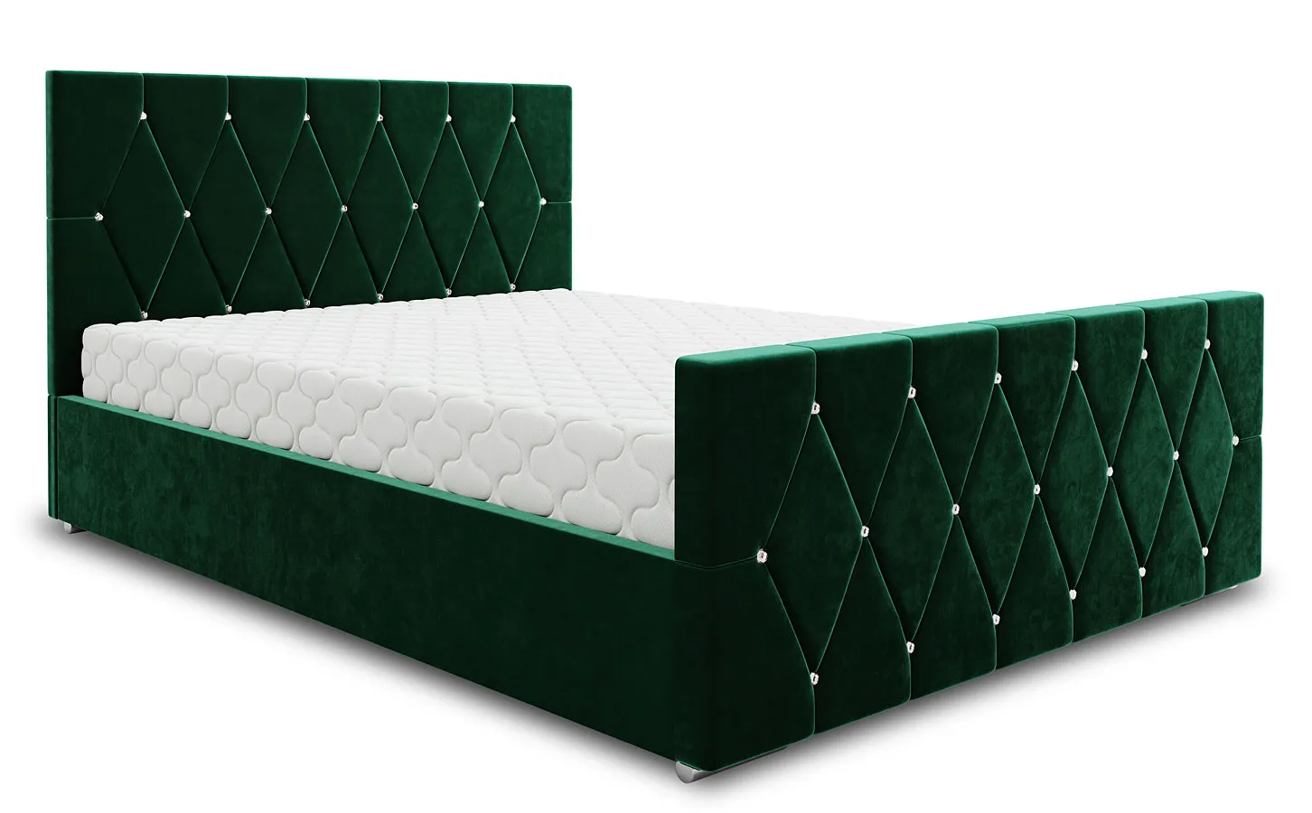 Zielone tapicerowane łóżko pikowane - Diamare