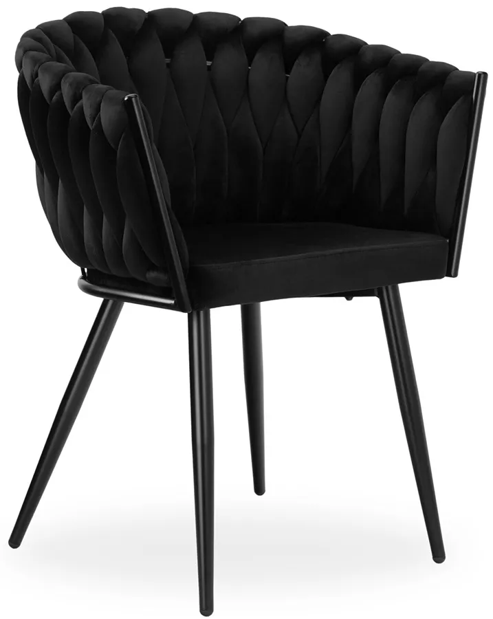 Czarne plecione krzesło do jadalni - Tisse 3X