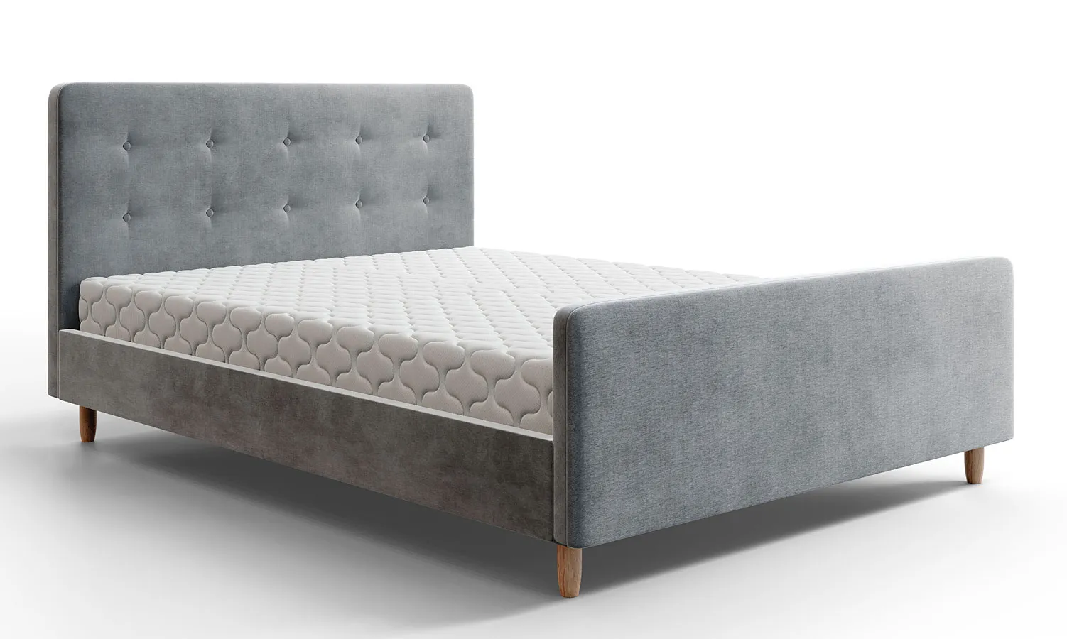 Szare nowoczesne łóżko z pojemnikiem - Montivio