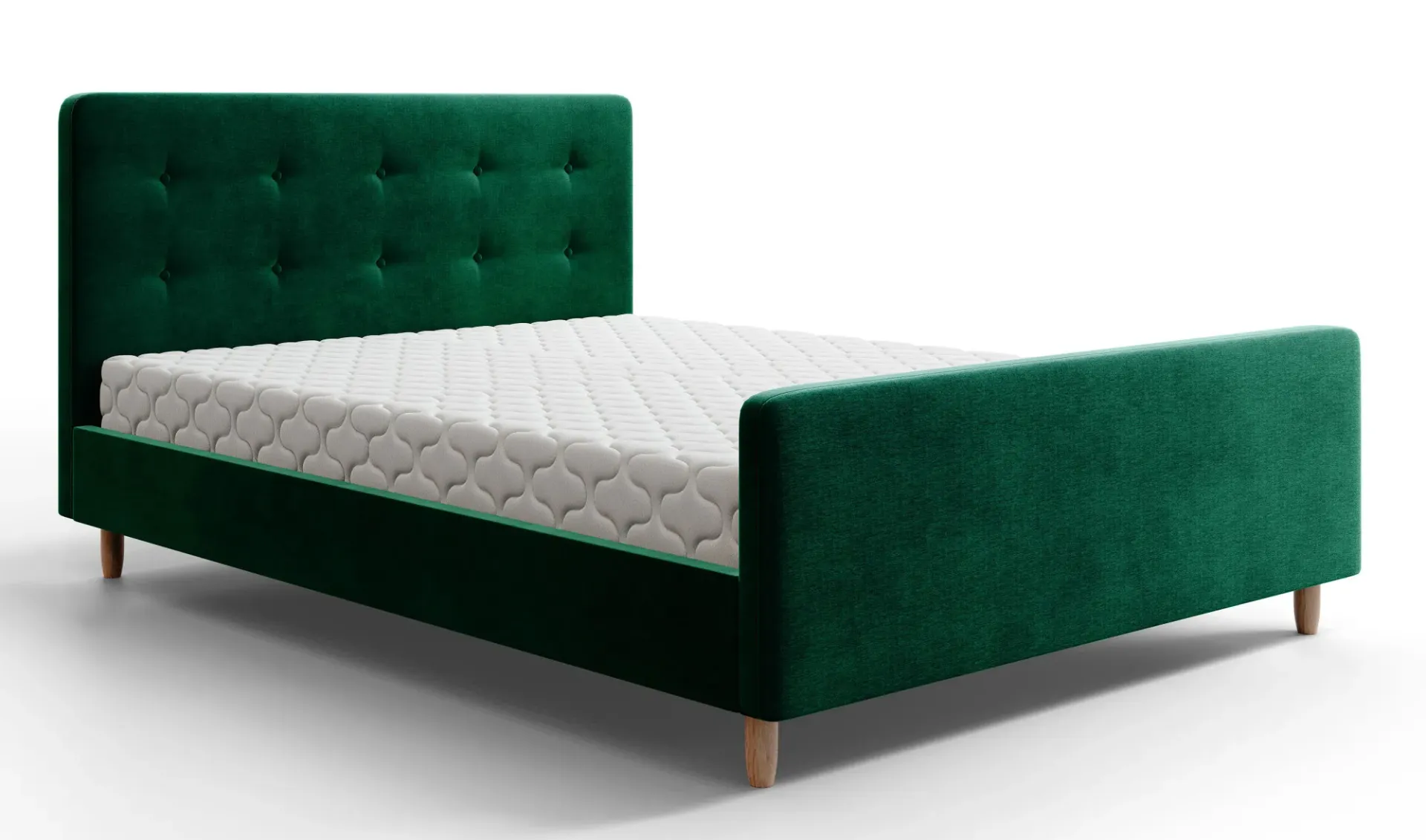Ciemnozielone nowoczesne łóżko z pojemnikiem - Montivio