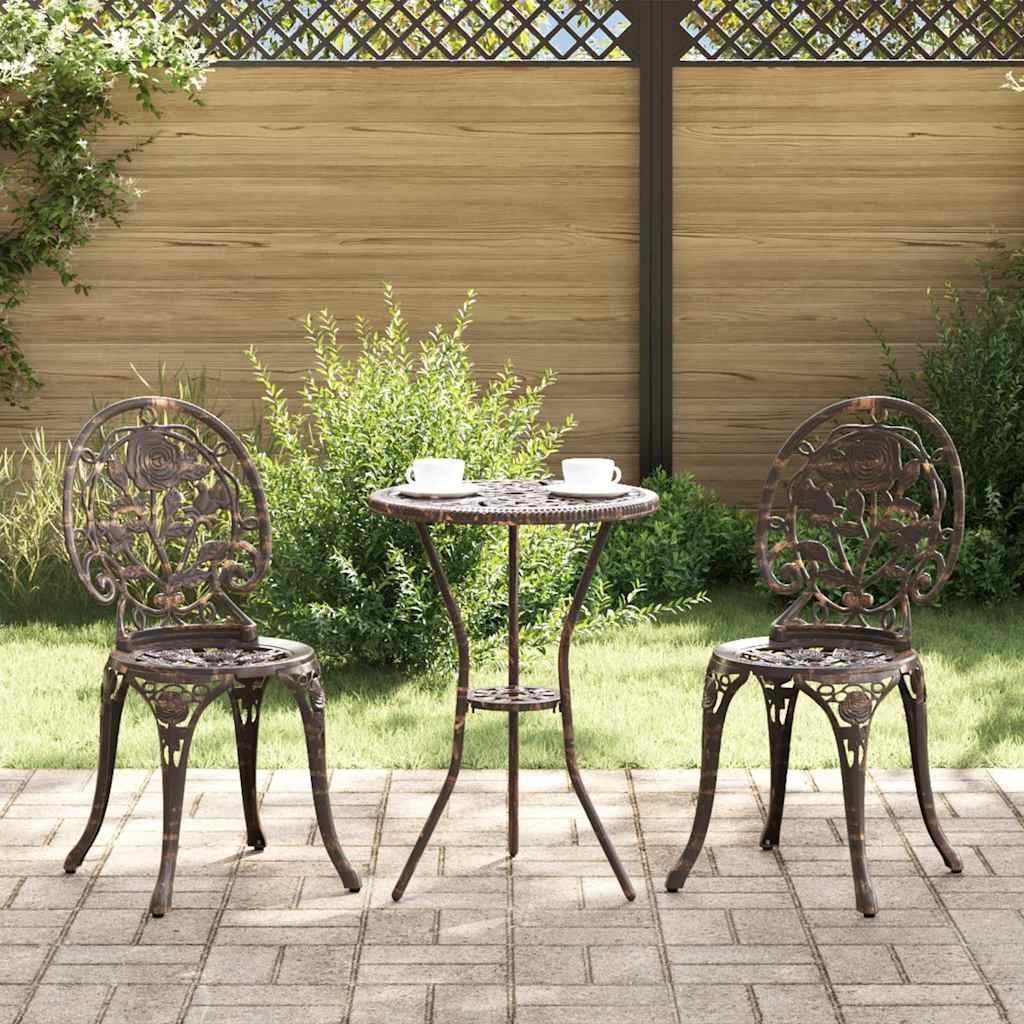 Zestaw Bistro Ogrodowego 3 pcs kolor bronzu Aluminium