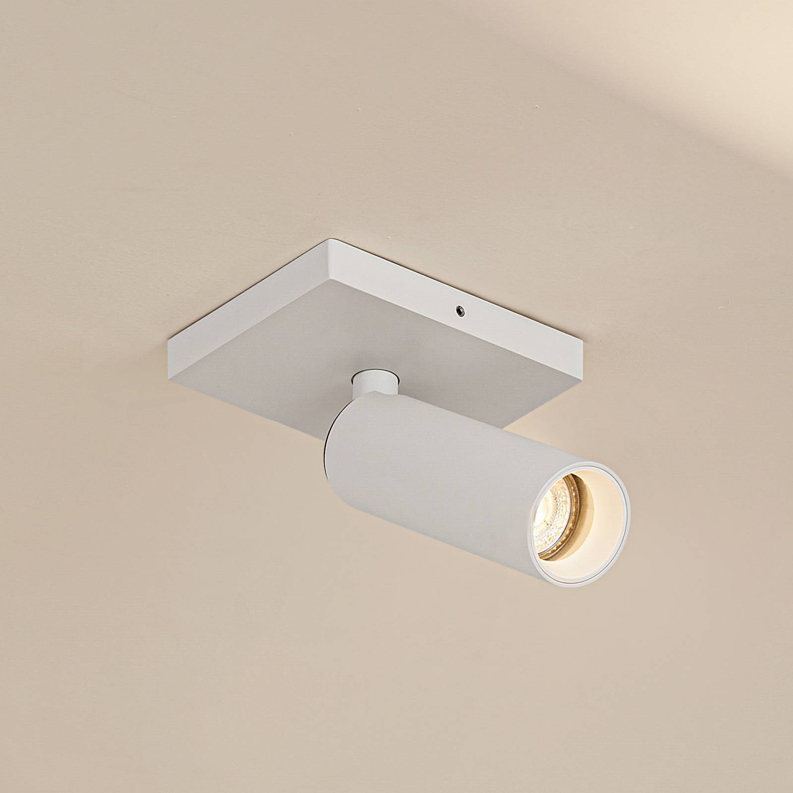 Arcchio Reflektor sufitowy Brinja Slim, biały, 1-punktowy, GU10 MR11 możliwość ściemniania, biały / opal, przedpokój, aluminium, nowoczesny